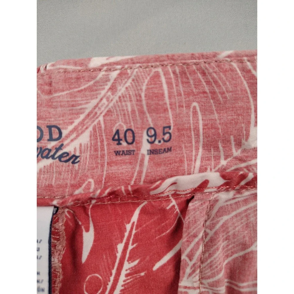 IZOD Saltwater Men's 40 Pink Tropical Palm Leaf Shorts Beach Resort Chino Casual